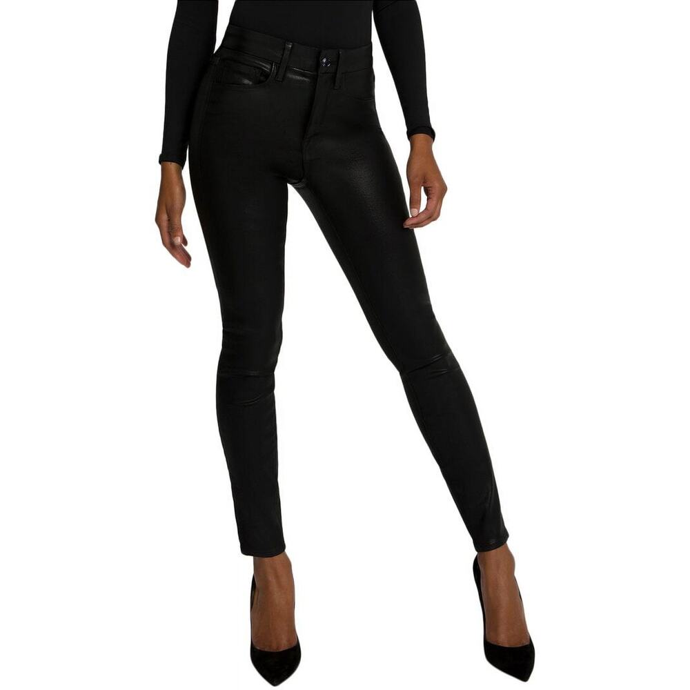 GOOD AMERICAN Good Legs Black Coated Skinny Jeans Women's 22 NWT